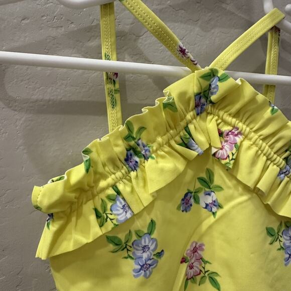 Janie and Jack Yellow Floral Ruffle One Piece Swimsuit - Picture 2 of 7